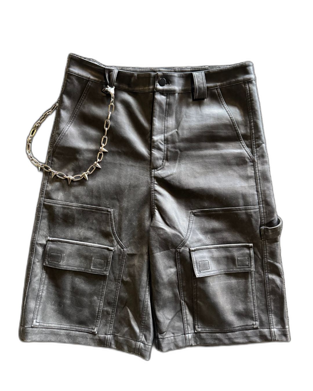WASHED LEATHER SHORTS