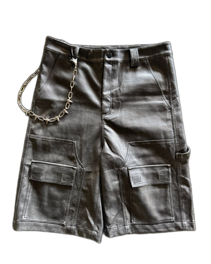 WASHED LEATHER SHORTS