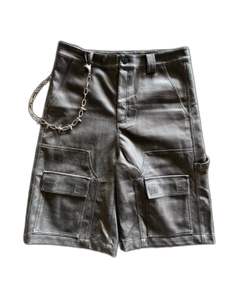 Washed Leather Shorts